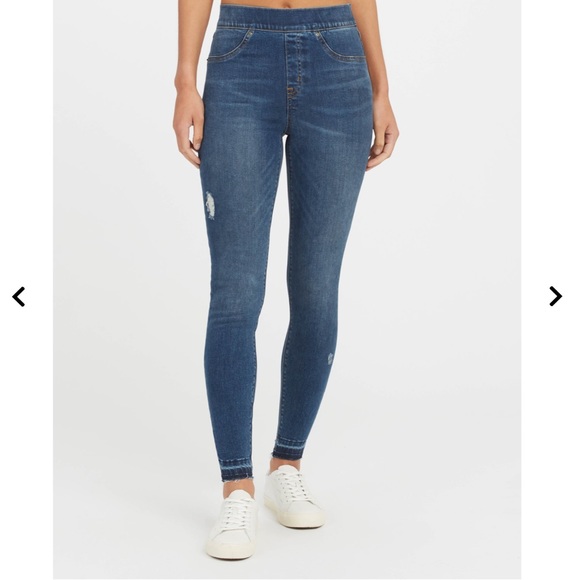 SPANX Denim - Women's Spanx Distressed Ankle Skinny Jeans Medium Wash Size M